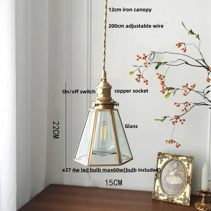 DecorBites™ Cube Glass LED Pendant Light: Modern Copper Hanging Lamp for Bedroom, Restaurant, Hallway