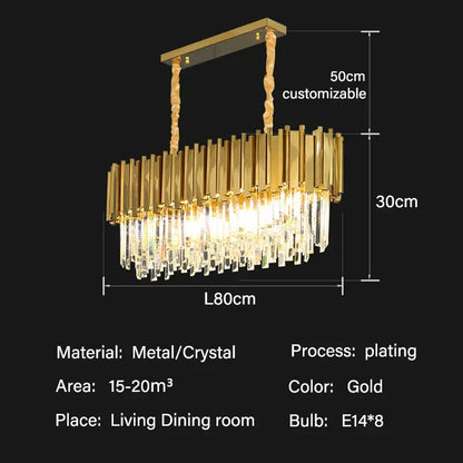 DecorBites™ Crystal Oval Ceiling Chandelier LED Lights Bedroom Living Room Lighting
