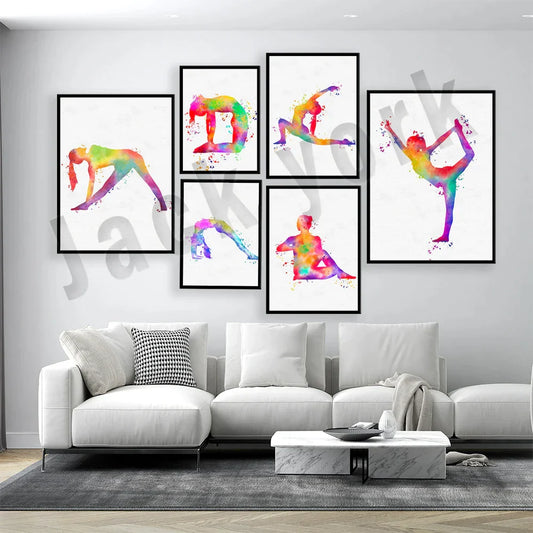 Decorbites™ Tanzkönig Yoga-Druck Frauen Tanz Asana-Pose Zen Pilates Art Deco Geschenk