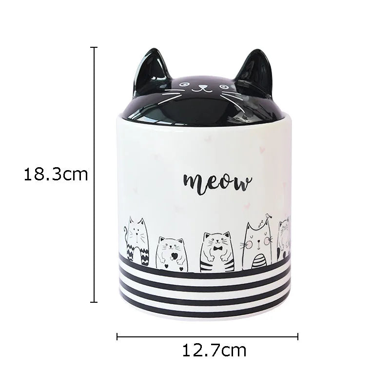 Decorbites™ Schwarze Katze Keramik-Schmuckdose Kosmetikdose Duftgefäß Bonbon-Dosen