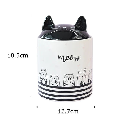Decorbites™ Schwarze Katze Keramik-Schmuckdose Kosmetikdose Duftgefäß Bonbon-Dosen
