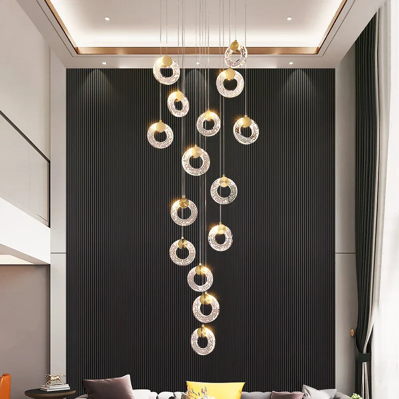 Decorbites™ Rundes Kristall-LED-Kronleuchter Luxus Modern Villa Treppenhaus Wohnzimmer Dekor Armatur