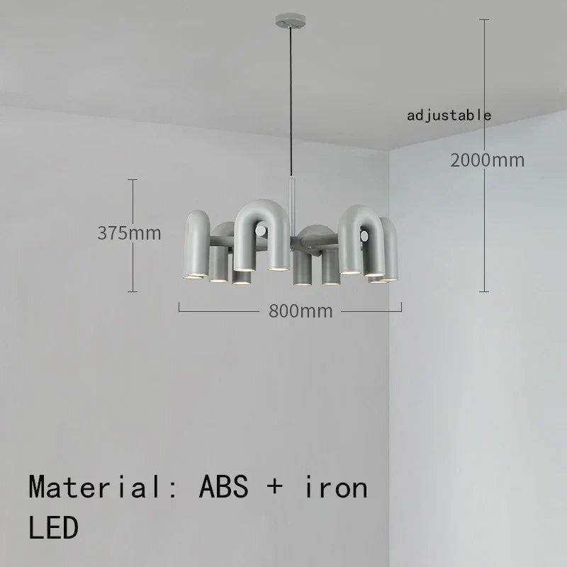 Decorbites™ Art-Deco-Metall-Leuchter in Schwarz, Orange und Grau – Verstellbares Kabel – Beleuchtung für Esszimmer, Eingangsbereich, Schlafzimmer