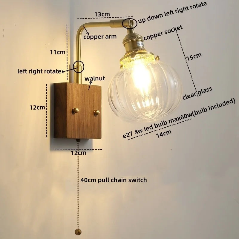 Decorbites™ Klares Glas LED Wandapplikation Walnuss Kupfer Moderne Treppenbeleuchtung