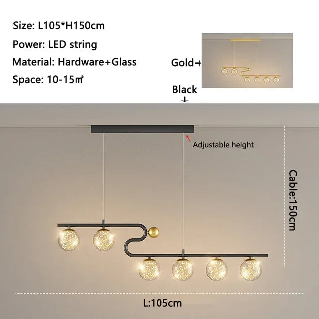 Decorbites™ Glas-Kugeln-LED-Hängelampe für Esszimmer, Wohnzimmer, Schlafzimmer, Küche