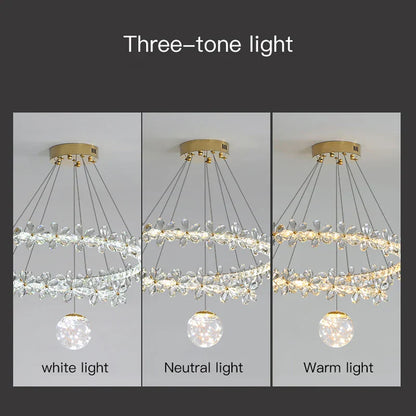 Decorbites™ Gold Kristall Spirale Kronleuchter LED Hängeleuchten für die Heimdekoration