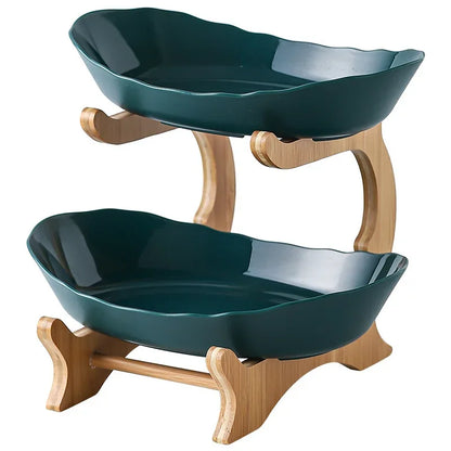 DecorBites™ 3-stöckiges Tellerset: Geschirr, Obstschale, Snackständer, Tortenplatte, Salatschüssel