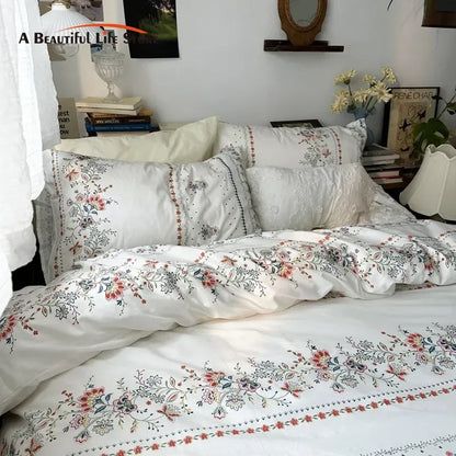 Decorbites™ Baumwoll-Bettwäsche-Set mit Blumenmuster: Einzel- bis King-Größen, einfarbig, 100% Baumwolle