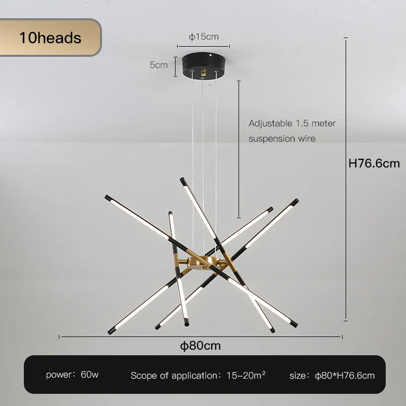 DecorBites™ Gold LED Ceiling Chandelier for Living Room Bedroom Kitchen - Dimmable Pendant Light