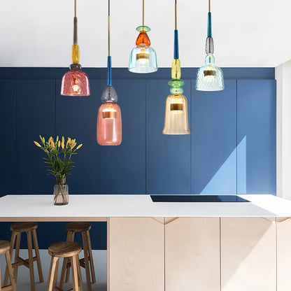 Decorbites™ Glas-Nachttischleuchte: Moderner farbenfroher Kronleuchter für Küche, Kaffeebereich und Schlafzimmer