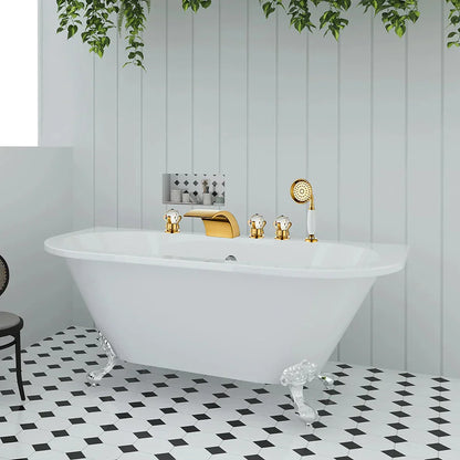 Decorbites™ Gold Kristall Messing Badewannenarmatur-Set mit Handbrausekopf