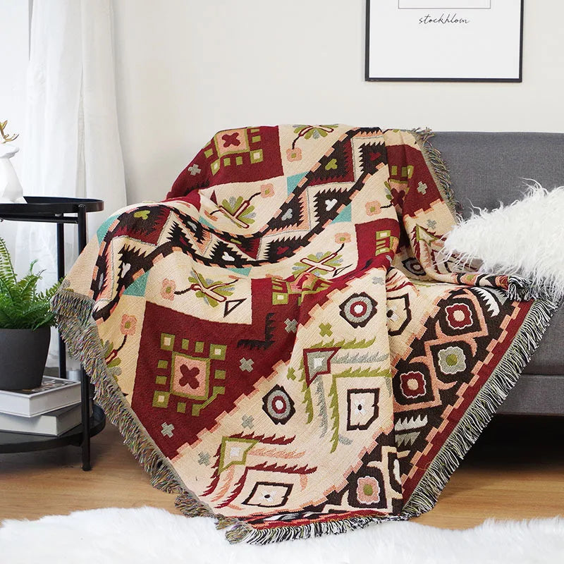 Decorbites™ Geo-Ethnisches Wurfdecken - Doppelseitige Boho-Sofabezug & Reiseteppich