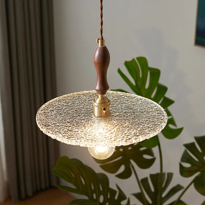 Decorbites™ Cullet-Glas-LED-Hängeleuchte mit Walnuss-Kupfer-Design für Wohn- und Esszimmer
