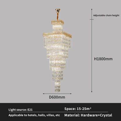 Decorbites™ Kristall-Hohlkristall-Treppen-Chandelier für Duplex-Villa und Hotel-Lobby