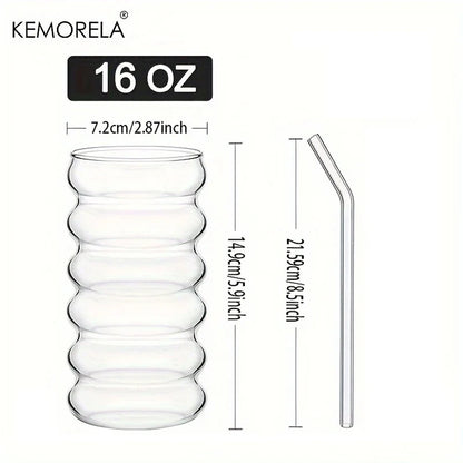Decorbites™ 500ML Wellenförmige Getränke-Gläser mit Strohhalmen - Vintage Glasbecher