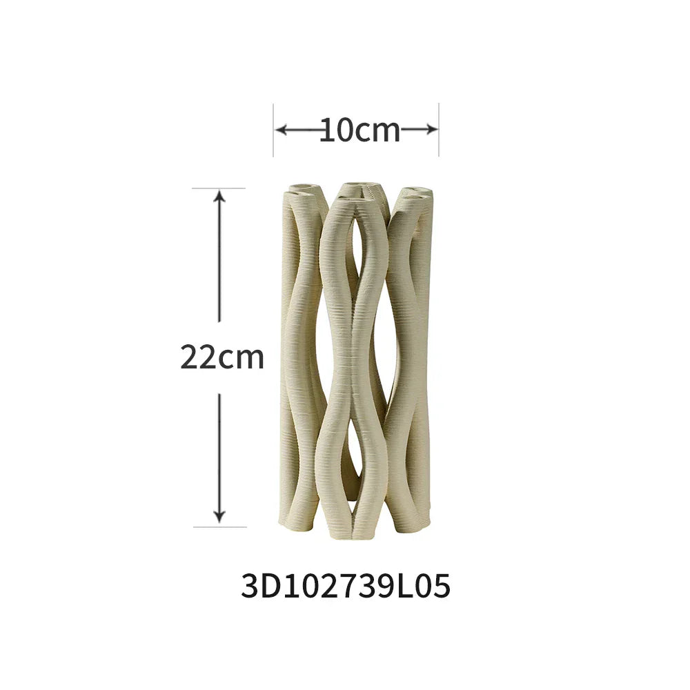 Decorbites™ Geometrische Keramikhohlvase Spiralförmige Rohr Blumengesteck Wohnungsdekoration Figuren