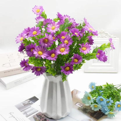 DecorBites™ Daisy Bouquet Green Plant Synthetic Flowers Set for Home Decor & Weddings