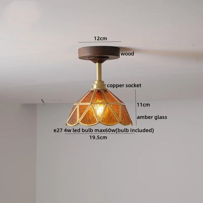 DecorBites™ Glass Wood LED Ceiling Light Nordic Design for Living Room & Corridor