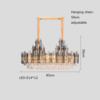 DecorBites™ Crystal LED Oval Round Chandelier Hanging Lamp - Dimmable Ceiling Pendant