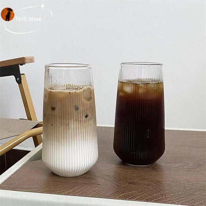 Decorbites™ Klar-Glas-Kaffeetassen-Set aus 6 Stück – Hitzbeständiges vertikales Design für verschiedene Getränke