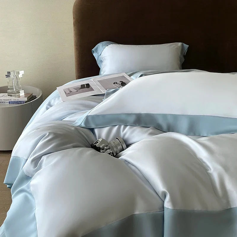 Decorbites™ Eukalyptusfaser-Bettwäsche-Set, Sommerkühle, Seidige Steppdecke, Bettbezug, Laken-Set