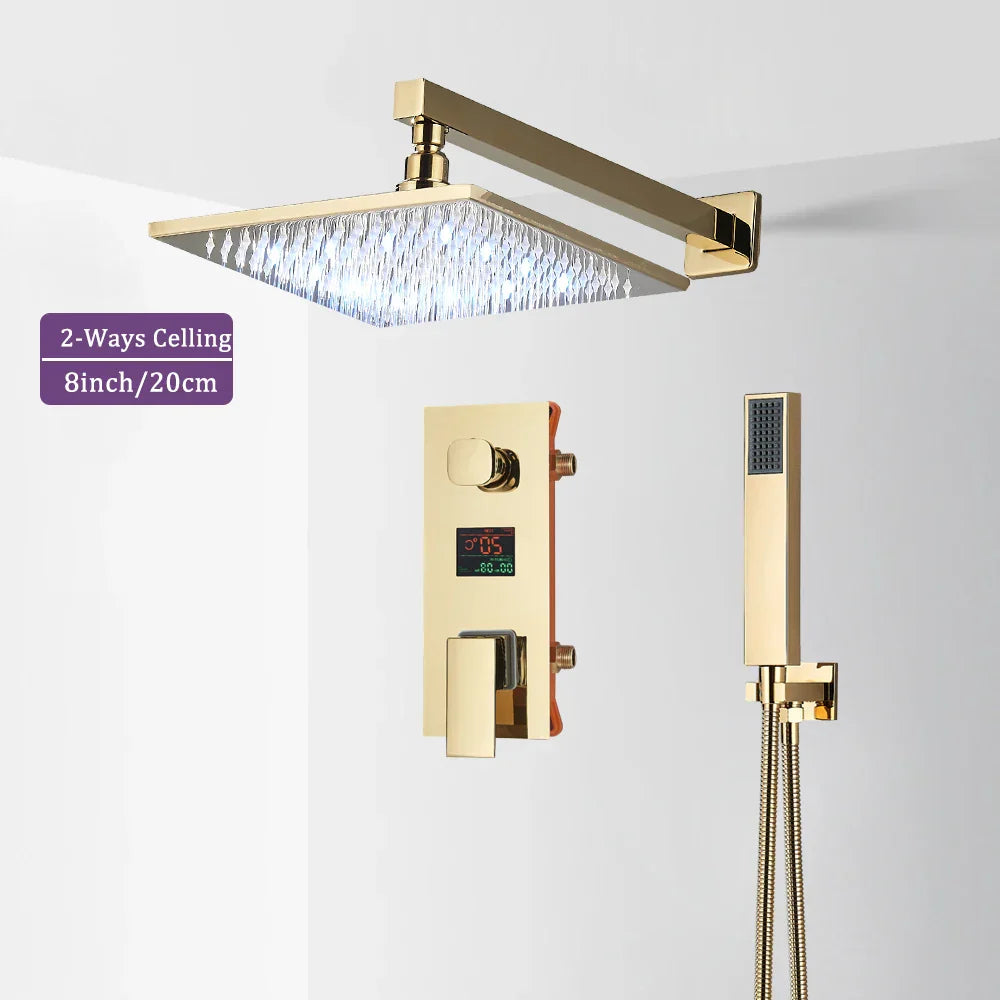 Decorbites™ Schwarzes Digitales Duscharmatur-Set mit Regendusche und Ganzmetall-Mischer Display