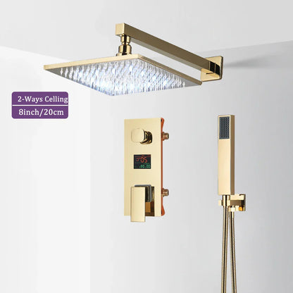Decorbites™ Schwarzes Digitales Duscharmatur-Set mit Regendusche und Ganzmetall-Mischer Display