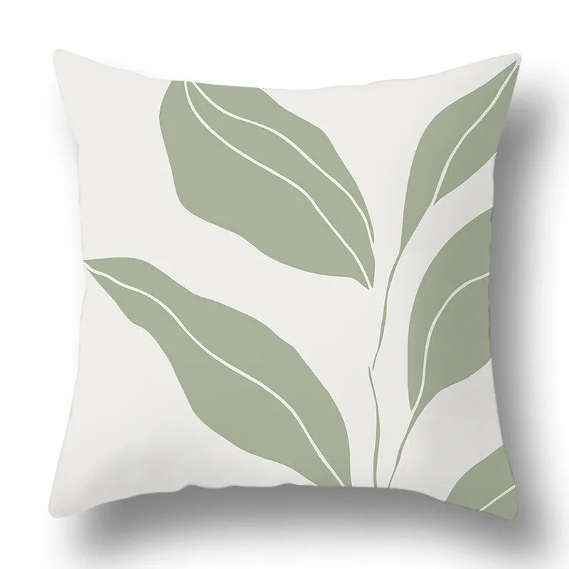 DecorBites™ Green Plants Geometric Print Pillow Cover - Home Sofa Cushion Cover