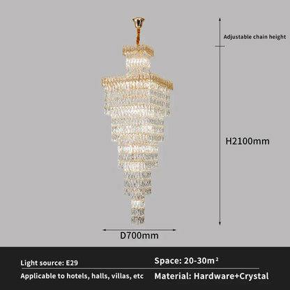 Decorbites™ Kristall-Hohlkristall-Treppen-Chandelier für Duplex-Villa und Hotel-Lobby