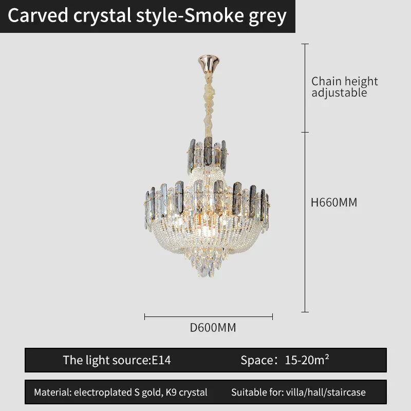 DecorBites™ French Bead Chain Crystal Chandelier for Luxury Spaces