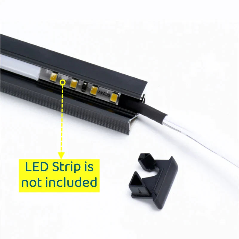 Decorbites™ Unsichtbares LED-Aluminiumprofil mit Milchglasabdeckung für Beleuchtung von Küchenschränken und Regalen