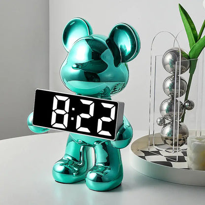 DecorBites™ Elegant Bear Clock Ornament for Home Decor and Living Room Craftmanship