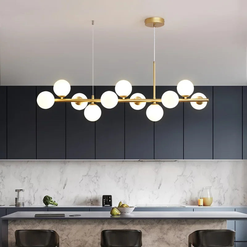 Gold Glass LED Pendant Light 11-Head Cognac