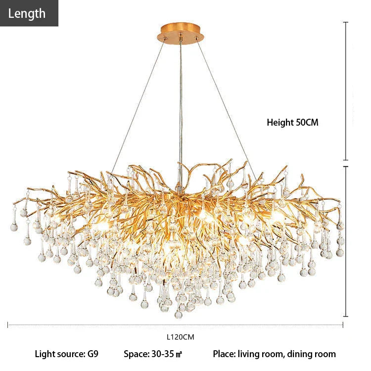 DecorBites™ Crystal Tree Branch Chandelier: Luxury LED Pendant Light for Elegant Living Spaces