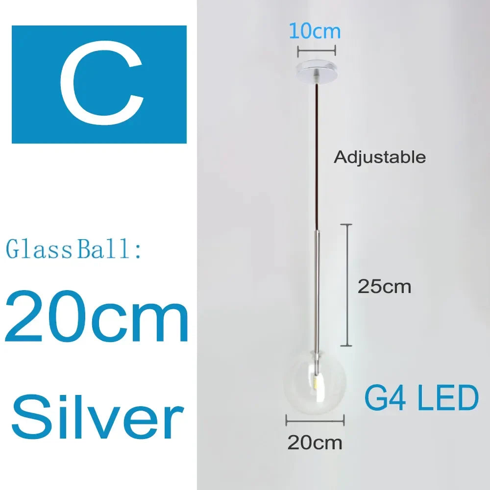 Decorbites™ Klares Glas-Chandelier-Pendant-Lampe Vintage Nordisch Glasball-Hängeleuchte