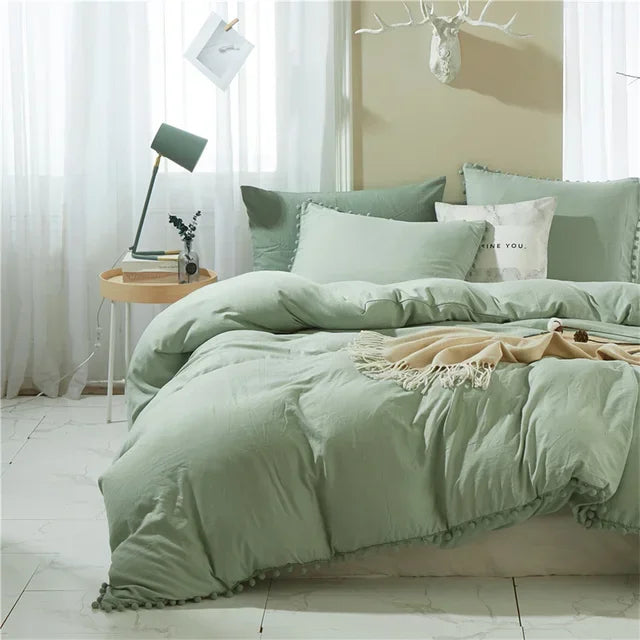 Decorbites™ Fellknäuel-Quasten-Daunenbezug-Set - Luxus-Bettwäsche - King Queen Twin Full Größen