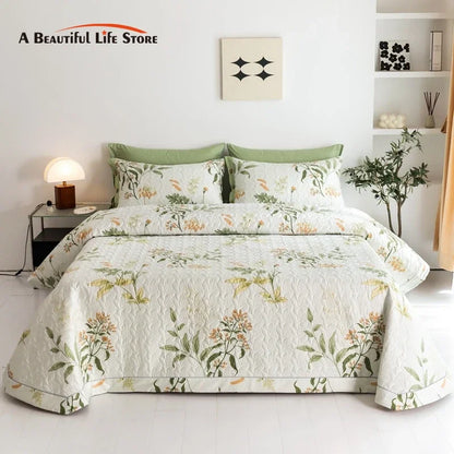 DecorBites™ Cotton Quilted Bedspread Bed Cover Set for Queen King Double Bed
