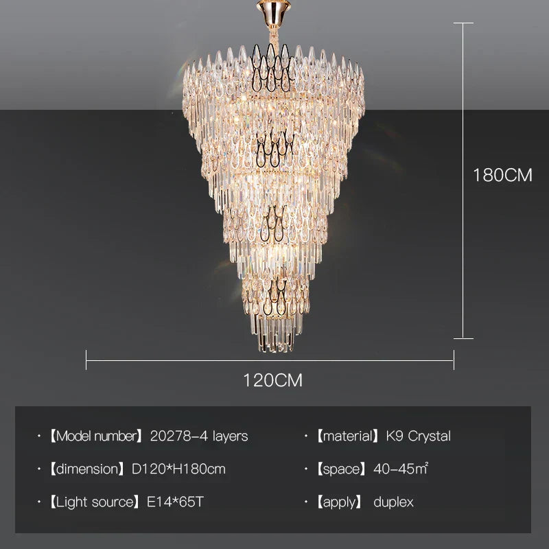 Decorbites™ Kristall-LED-Kronleuchter | Langes Treppenhaus-Villa-Licht | Moderne Luxus-Säulenlampe