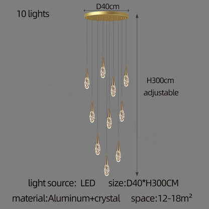 DecorBites™ Diamond Crystal Chandelier - Gold Interior Designer Living Room Lamp