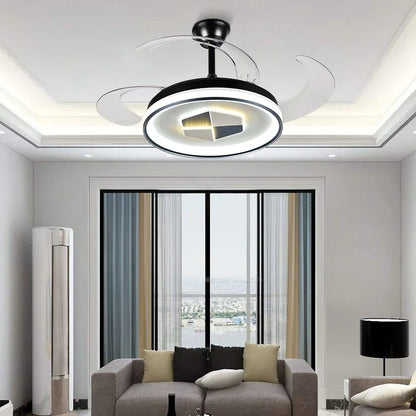 Decorbites™ Unsichtbarer LED-Kronleuchter-Deckenventilator: Modernes Harz-Dekor, kreisförmiges Design, Hotel-Wohnzimmer