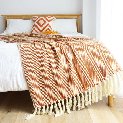 DecorBites™ Geometric Knitted Blanket - Soft and Cozy Classic Decor for Home and Hotel Use