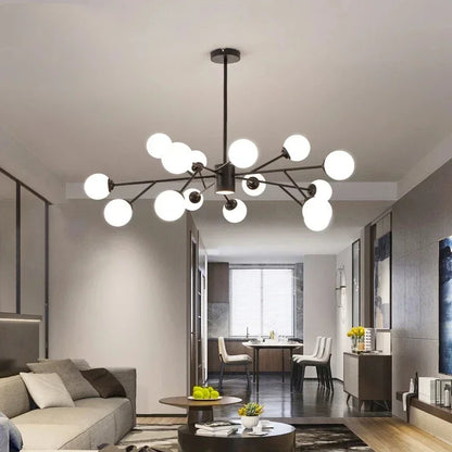 DecorBites™ Glass Ball Modern Branch Chandelier - Magic Bean Design for Living Room