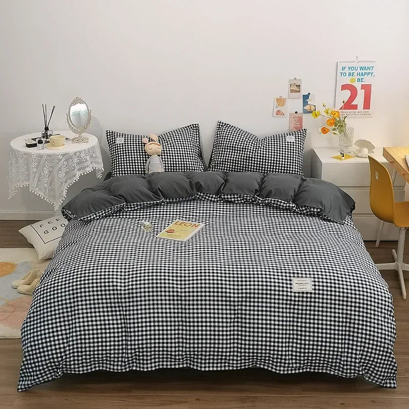 Decorbites™ Japanisches Gittermuster-Bettwäsche-Set für alle Jahreszeiten, Queen/King-Größe Steppdecke