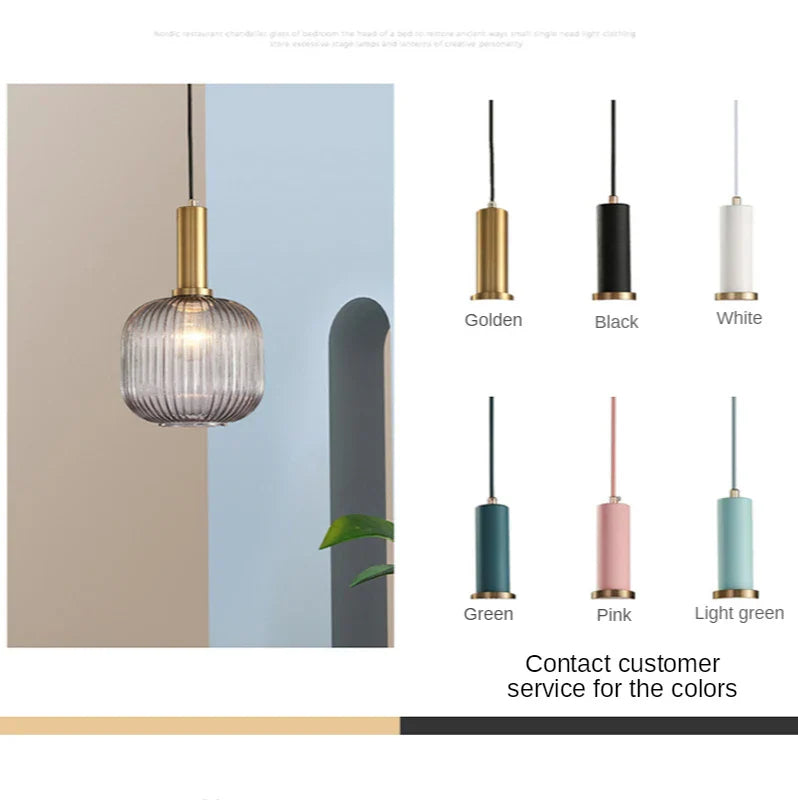 DecorBites™ Gray Glass LED Pendant Lights for Modern Nordic Home Decor