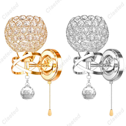 DecorBites™ Crystal Wall Light: Elegant Bedroom Bedside Lamp E27 Sconce, European Design