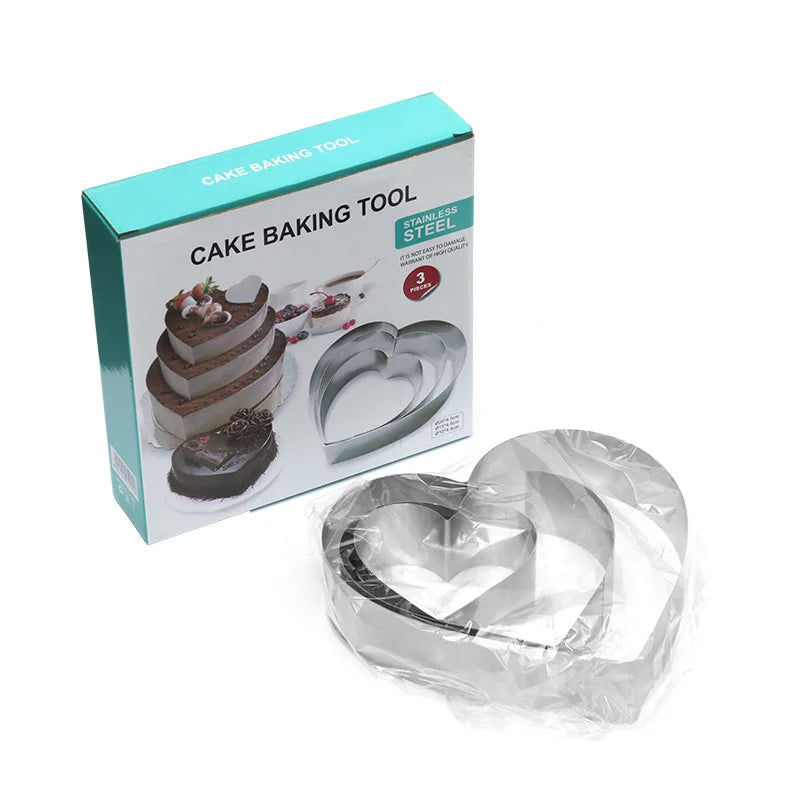 Decorbites™ Herzförmige Edelstahl-Mousseschablone-Set - Backwerkzeug für Kuchen & Desserts