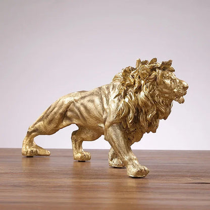 DecorBites™ Golden Lion King Resin Statue Ornament for Home Office Desktop Decoration
