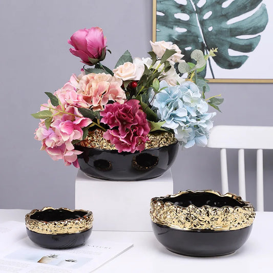 Decorbites™ Golden Edge Sukkulente Blumentopf Vase - Indoor Keramik Pflanztopf