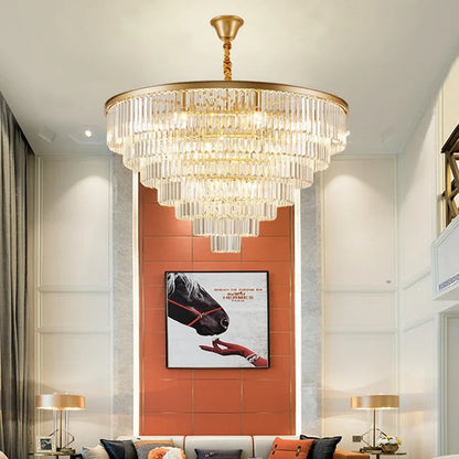 Decorbites™ Kristall Gold Schwarz LED Kronleuchter - Mehrstöckige moderne runde Pendelleuchte