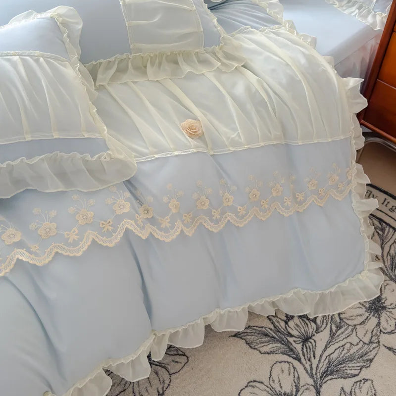 Decorbites™ Spitzen-Prinzessinnen-Bettwäsche-Set für Einzel- und Doppelbetten, ganzjährig
